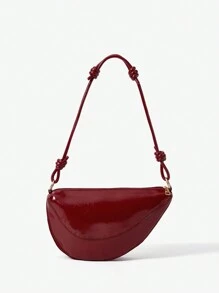BizChic Bolso de hombro de mujer de color liso, de alta capacidad, para uso casual u oficina, bolso de mano rojo