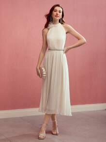 MOTF PREMIUM TEXTURED STEREO FLORAL DRAPED DRESS - White - View 7