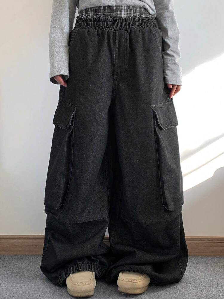 Women's Casual Utility Cargo Denim Jeans Fall,Winter