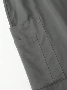 Manfinity Homme Set de 2 piezas de uniforme médico con camisa de manga corta de botones delanteros de unicolor con bolsillo y pantalón largo para hombres