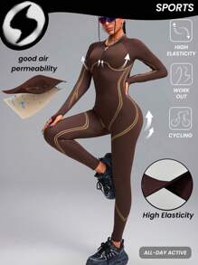 Innovista Seamless Brown 3d Dynamic Lines Sports Jumpsuit,Tummy Control & Butt-Lifting Overall,Workout Outfits,Daily Casual & Yoga Fitness,Tummy Control & Butt-Lifting,Yoga, Women Outfit,Jumpsuits For Woman,Skiing,Hiking, Outdoor,Cycle - Coffee Brown - View 7