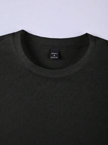 Manfinity Homme 男士字母印花圆领短袖休闲宽松 T 恤 - 黑色 - 查看 5