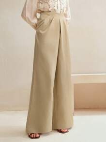 Anewsta Pantalones anchos de unicolor elegantes y de moda para commuter, para mujeres