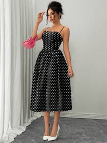 Rafferiza 时尚百搭约会派对粉色露背高腰喇叭裙女式秋冬装 - 黑與白 - 查看 5