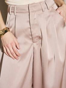 AiiRZ Satin Wide Leg Trouser - Brown - View 3