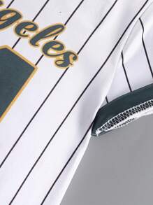 SHEIN 1pc Tween Girl Fashion Street LA Letter Print V-Neck Short Sleeve T-Shirt Dress, Casual Daily Outfit (Sold Separately, 2pcs Set) - Multicolor - View 6