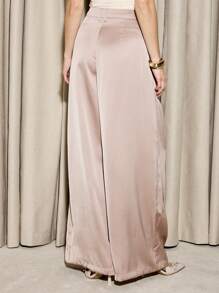 AiiRZ Satin Wide Leg Trouser - Brown - View 2