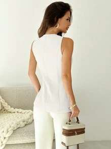Firerie Women Metal Buckle Casual Minimalist Fashion Vest Jacket, For Commuting, Work, Back To School