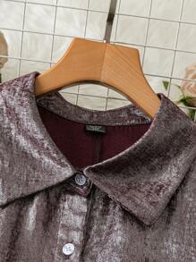 SHEIN LUNE Plus Size Front Button Long Sleeve Casual Dress