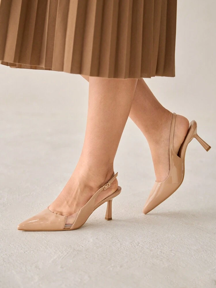 CUCCOO CURVES Women's Classic Pointed Toe Stiletto High Heels Sandals, Elegant, Romantic, Sexy, Sophisticated, Made Of Faux Leather. Suitable For Spring/Summer, Casual, Party, Date, Afternoon Tea, Evening, Business, Formal Occasions