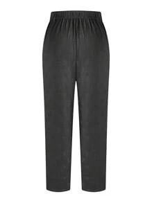 SHEIN Privé Celana Panjang Wanita Ukuran Plus dengan Motif Timbul 3D, Potongan Meruncing, Model Pendek, Kasual, untuk Kerja, Pesta, dan Musim Gugur. - Dark Grey - View 2
