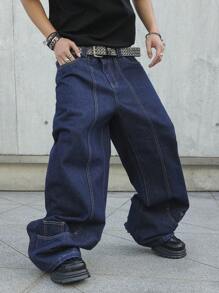 Manfinity EMRG Quần Jeans Ống Rộng Túi Baggy Vừa Vặn Cho Nam Thường Ngày - Rửa tối - Xem 3