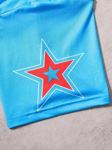 SHEIN Camiseta de manga corta con estampado numérico de estilo deportivo para chicos adolescentes