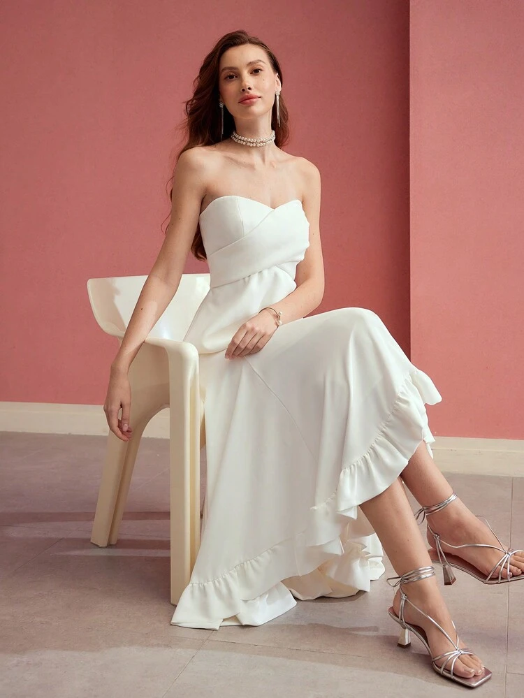 SOLID PEPLUM TUBE TOP