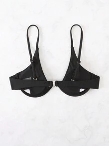 SHEIN Swim Summer Beach Solid Underwire Bikini Top - Black - View 2
