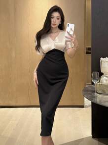 DAZY Váy đi làm thanh lịch dành cho nữ với thiết kế trang trí và thắt eo, váy suông mùa hè thanh lịch, quần áo trở lại trường - Nhiều màu - Xem 4