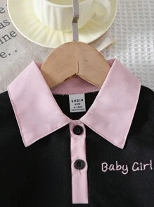 SHEIN Baby Girl Casual Polo Shirt Top And Pleated Skirt Set