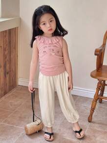 DAZY Young Girl Solid Color Drawstring Ankle Pants, Casual/Resort Style