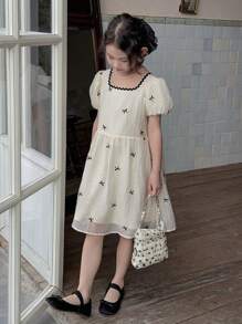 DAZY 少女休闲连衣裙，秋夏季节，返校度假装 - 白色 - 查看 3