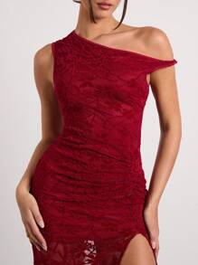 Glamine Đầm Maxi hở vai xếp nếp xoắn gợi cảm gợi cảm trưởng thành tiệc Giáng sinh cho nữ Váy Giáng sinh - Màu Đỏ Sâu - Xem 5