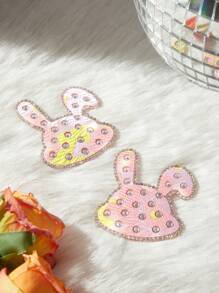 Plus Rhinestone Embellished Bunny Nipple Cover - Multicolor - View 2