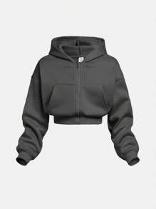 Tween Girls Casual Knit Hooded Cropped Sweatshirt Sweatshirt en Loose Fit Broek Set