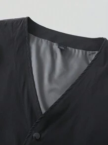 ROMWE MEN Men's Solid Color Single-Breasted Cargo Casual Loose Fit Utility Vest - Black - View 5