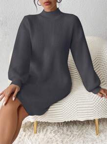 Calvaya Women's Stand Collar Long Sleeve Casual Short Dress, Fashionable & Versatile