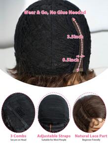 Tóc giả ren cắt Pixie Tóc thật màu nâu Tóc giả Pixie ngắn uốn xoăn sóng bằng ngón tay với phần ren bên Tóc giả gợn sóng ngắn không keo Mặc & Đi - S4 - Xem 7