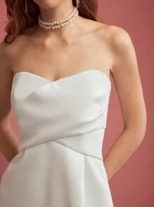 MOTF PREMIUM ÁO ỐNG PEPLUM RẮN - trắng - Xem 3