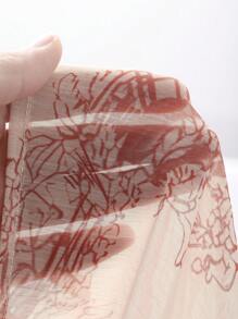 DAZY Bata de mujer de manga farol con estampado floral de gasa, para vacaciones, de primavera/verano