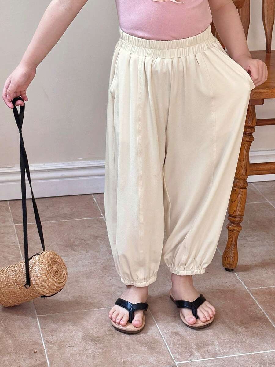 DAZY Young Girl Solid Color Drawstring Ankle Pants, Casual/Resort Style