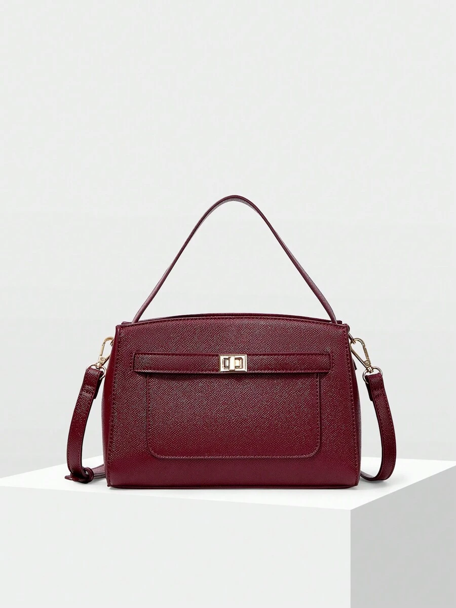 MOTF WOMEN'S FASHIONABLE SIMPLE COMMUTE TOP HANDLE BAG, VALENTINES, BEST MOTHER'S DAY GIFTS WOMEN, BUSINESS CASUAL WOMAN BAG PERFECT FOR OFFICE BUSINESS AND WORK , MUM GIFTS - Burgundy - View 1