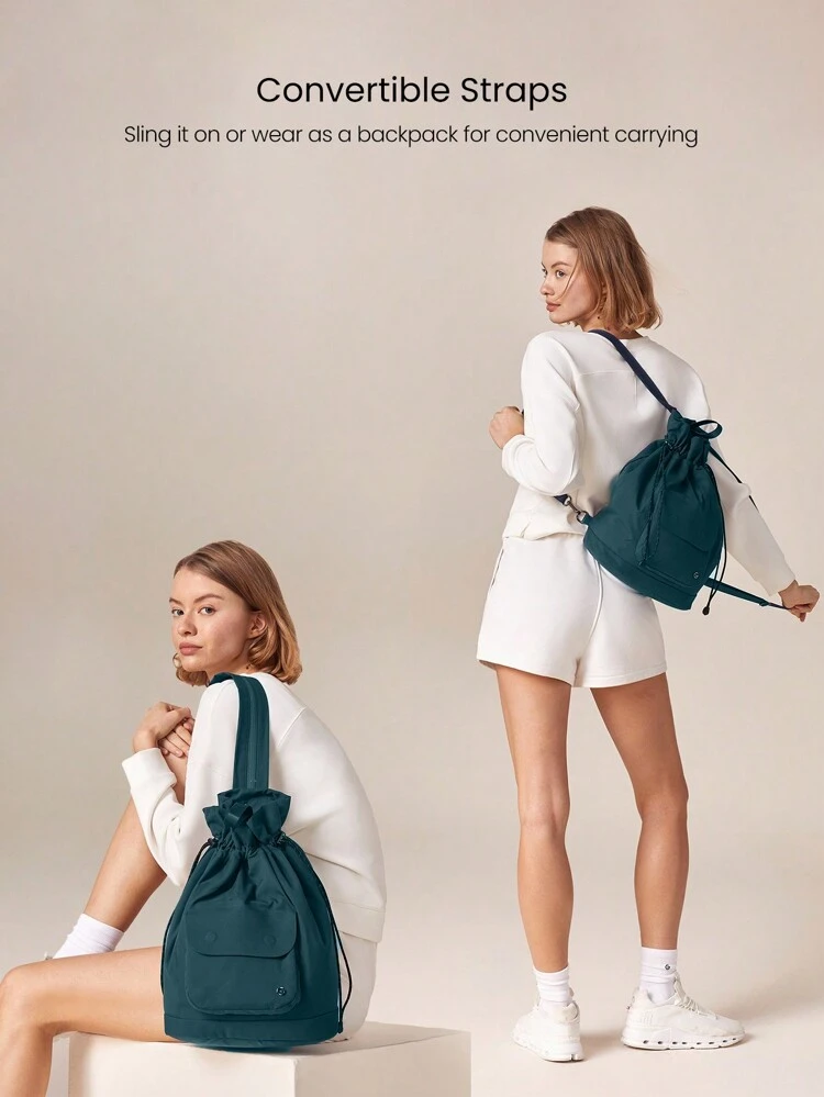 18L Easy Carry Multi-Style Crossbody Backpack Drawstring Shoulder Bag With Adjustable Straps Daily Casual