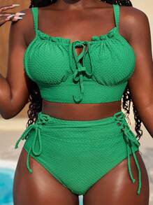 Slaydiva 2pcs/Set Green Sexy Women's Swimwear For Summer Beach Vacation - Green - View 6