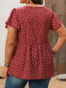 EMERY ROSE Áo kiểu mùa hè cỡ lớn, cổ tròn, tay ngắn, in họa tiết toàn thân, thích hợp cho nữ. - Nhiều màu - Xem 2