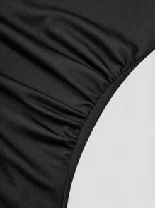 SHEIN Teen Girls Knit Short Sleeve Long Waist Cinched Boxy Neck Casual Fashionable All-Match Versatile Dresses, Girls Delicate Apparel, Suitable For Wedding Season, Floral/Partial Decor Style, No Traditional Pattern