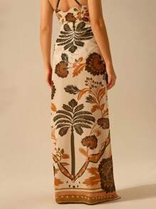 CAJUNI Women's Boho Print Holiday Casual Beach Shawl Swimsuit Cover Skirt For Summer Beach Vacation