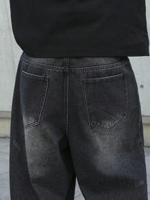 Manfinity EMRG Quần Jeans Denim Rộng Rãi Thường Ngày Cho Nam - màu đen - Xem 8