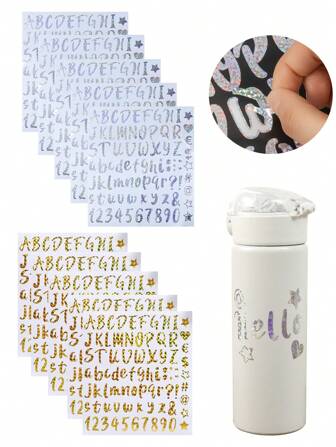 3/5/10 Hojas de pegatinas con letras y números de purpurina, pegatinas adhesivas de cursiva brillante para decoración, scrapbook, buzón, cocina, gorra de graduación, logotipos, hogar, negocios, manualidades. Las combinaciones de letras se pueden adherir a vasos, tazas, autos, regalos festivos, tarjetas de felicitación, fiestas de cumpleaños, decoración del hogar.