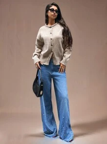 Forever 21 Pull gris clair femme pour l'automne et l'hiver/Vêtements de fête pour femme/Col rond/Couleur/Vêtements kawaii/Drôle/Réveillon du Nouvel An/Vêtements de fête pour femme/Manches longues/Nouvel An/Cardigan femme/Pull de Noël/Vêtements femme/Vêtements Y2K/Streetwear femme/Vêtements de fête pour femme/Pull tricoté femme - Mauve - Voir 3
