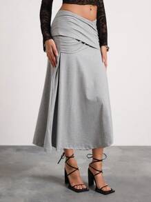 Glamine Falda larga plisada de estilo casual para mujer