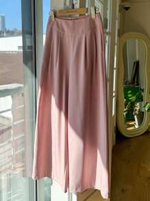 DAZY 夏季新款宽松休闲纯色复古风女式长裤 - 粉色 - 查看 1