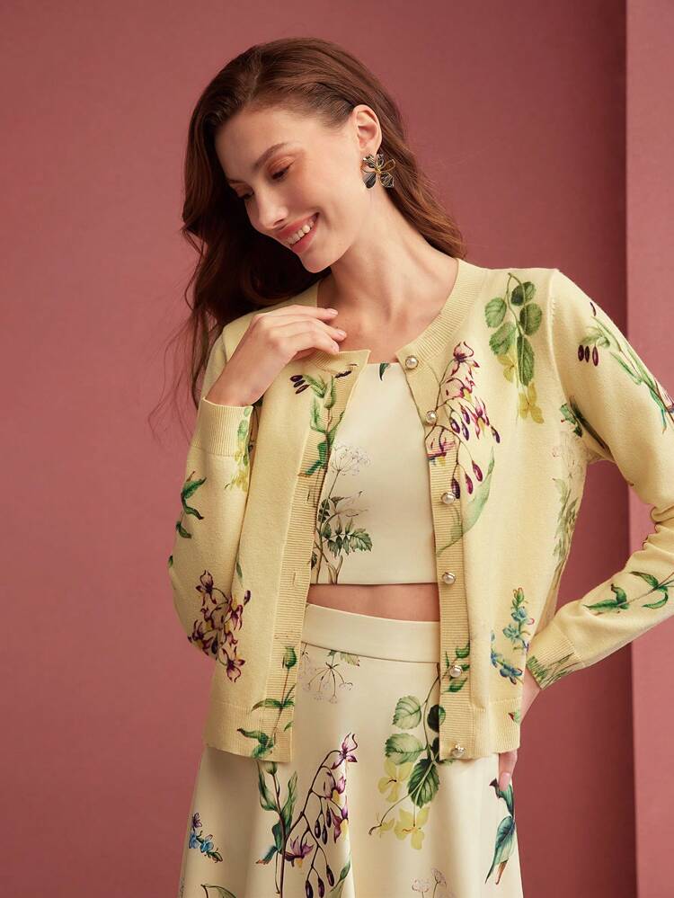 FLORAL PATTERN BUTTON UP CARDIGAN, PRINT CARDIGAN,SPRING/SUMMER