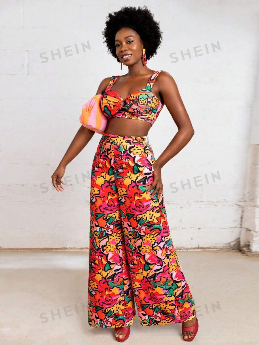Sylvia Mollie Parte superior de corpiño estampada con flores de colores en estilo bohemio, boho, para mujer, diseño de primavera-verano, apto para vacaciones, salir, festivales, Ibiza