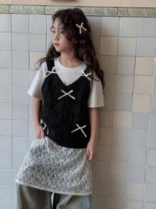 DAZY 女童蝴蝶装饰毛衣，秋季系列，返校服装 - 黑色 - 查看 8