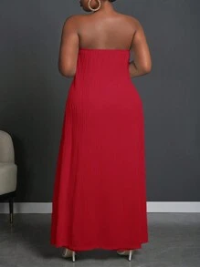 Slaydiva Plus Size Women 2 Pieces Set - Tropical Print Sleeveless Cropped Front-Slit Flowy Top & Solid Black Maxi Wide Leg Pants, For Everyday, Holiday And Elegant Wear, Spring/Summer