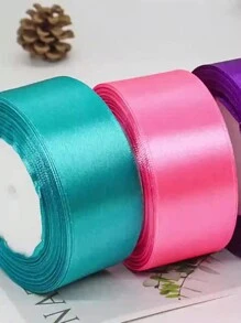 SHEIN 4厘米 X 22米缎带卷（1卷）- 多种颜色用于礼品包装、婚礼装饰、发饰、珠宝包装、DIY工艺品、蛋糕装饰、派对用品、花束、书签、家居装饰、缝纫项目、节日DIY、礼品盒和创意艺术 - 彩色 - 查看 5