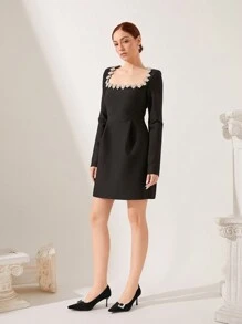 CUCCOO CHICEST 黑色天鹅绒优雅高端正式场合水钻扣设计尖头细高跟鞋女士情人节款 - 黑色 - 查看 5