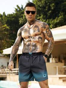 Surfspeed 男士度假休闲条纹渐变沙滩短裤